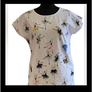 Leo & Ugo Paris Ballet Dancer Ballerina  Print T-Shirt Top Shirt